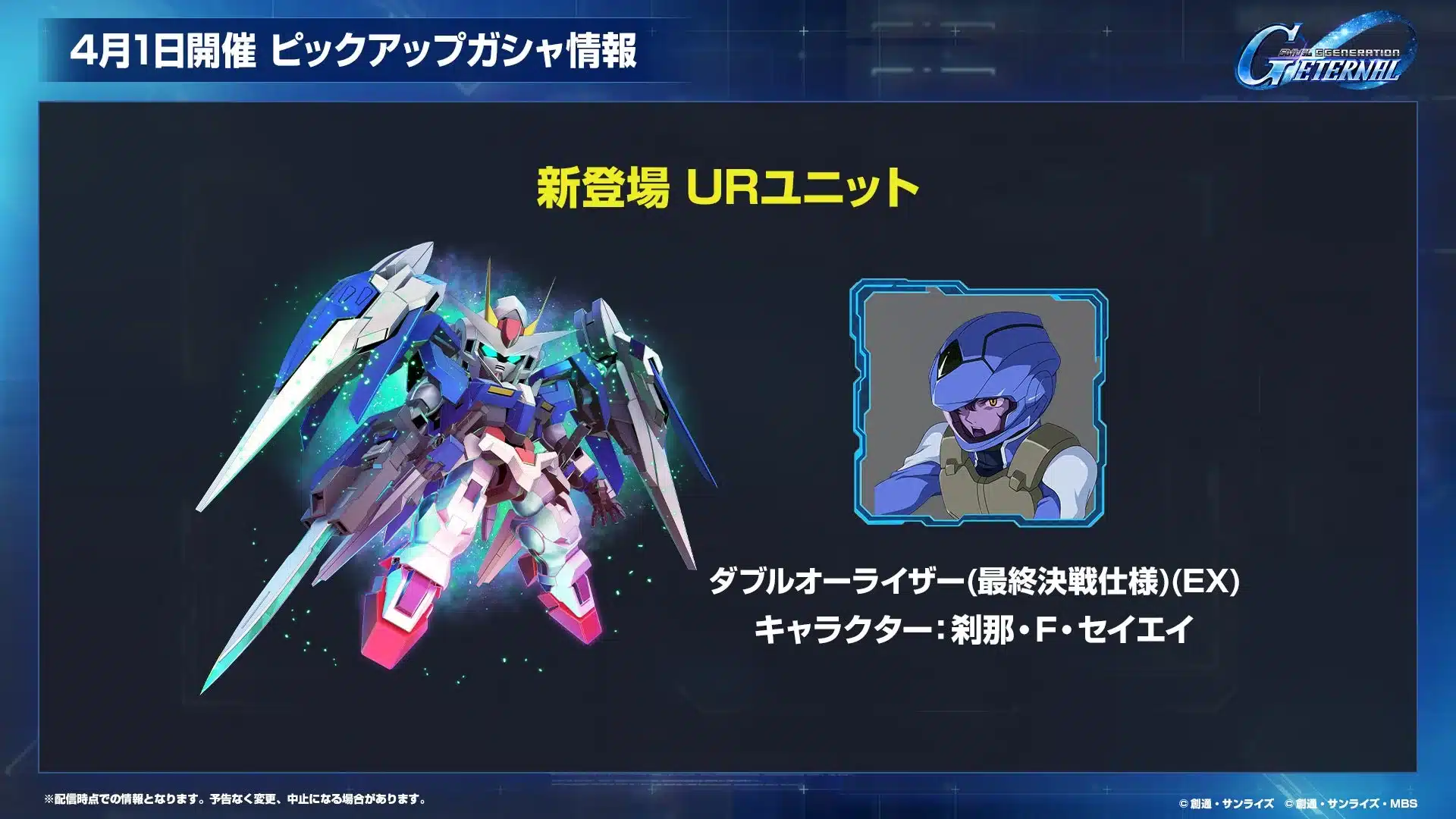 ダブルオーライザー(最終決戦仕様)(EX)と刹那・F・セイエイ