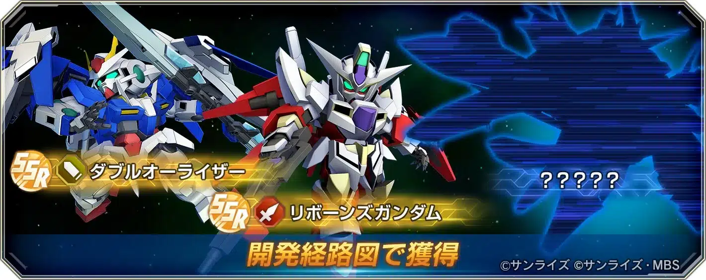 ダブルオーライザーとリボーンズガンダムの開発経路図