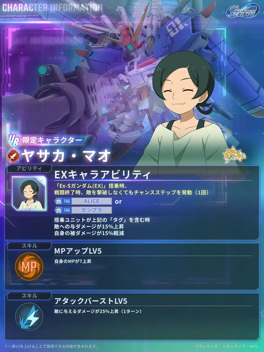 CHARACTER INFORMATION ヤサカ・マオ