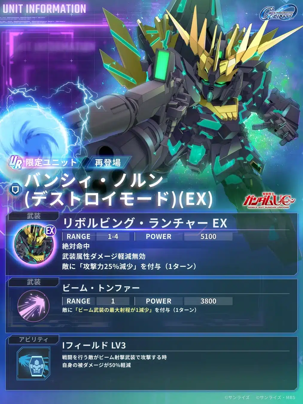 バンシィ・ノルン(デストロイモード)(EX)ユニット情報
